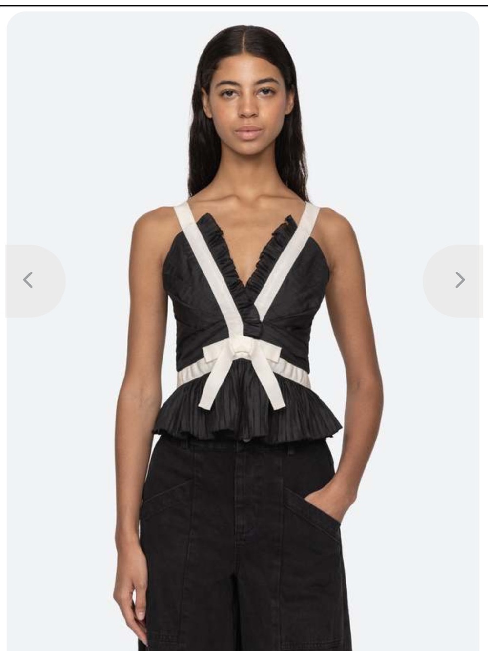 Sea New York Thalia Ramie Tank Blouse NWT Size 10 Pleated Bow